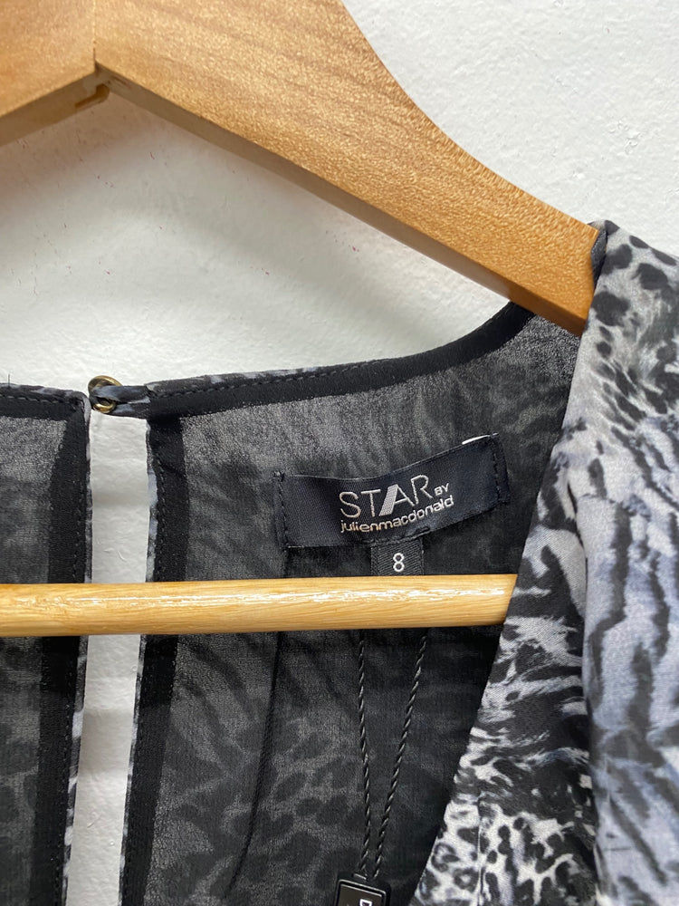 Gorgeous Star By Julien MacDonald Leopard Ruffle Midi Dress UK8 HT149