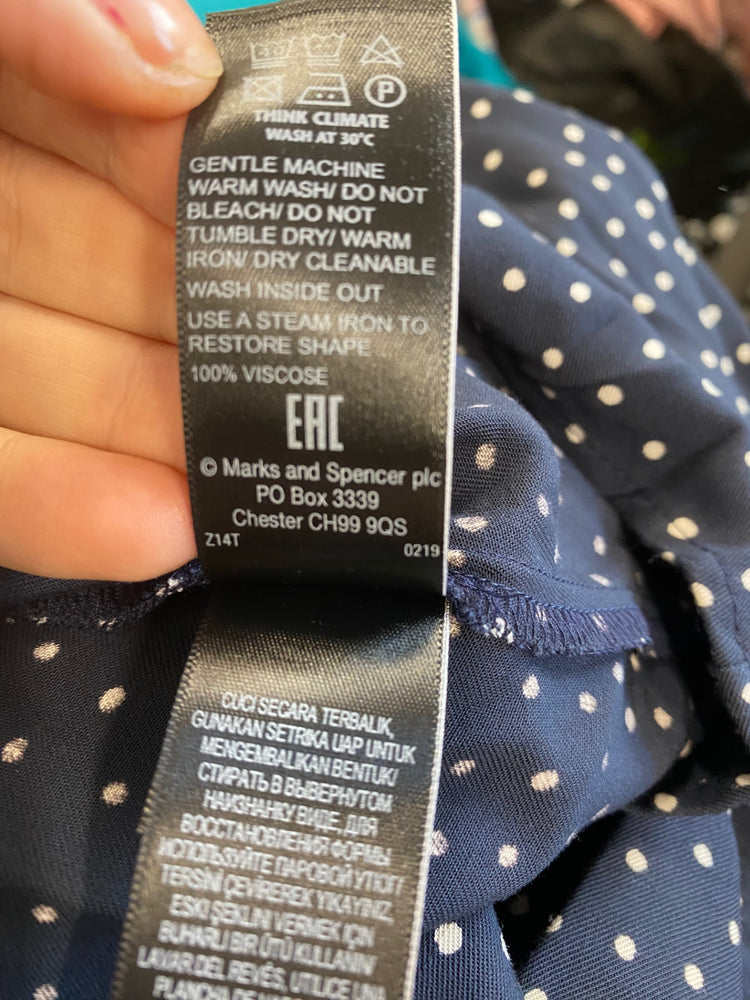 Gorgeous M&S Collection spotty tea Dress UK10 Navy Blue