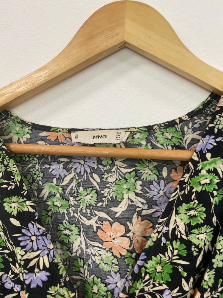 Fabulous Mango botanical floral tea Dress UK L Green HT149