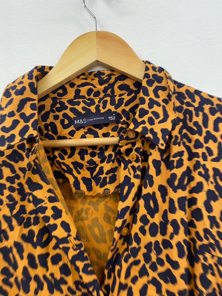 Gorgeous M&S Collection elegant Tea Dress Uk8 Brown animal print HT149