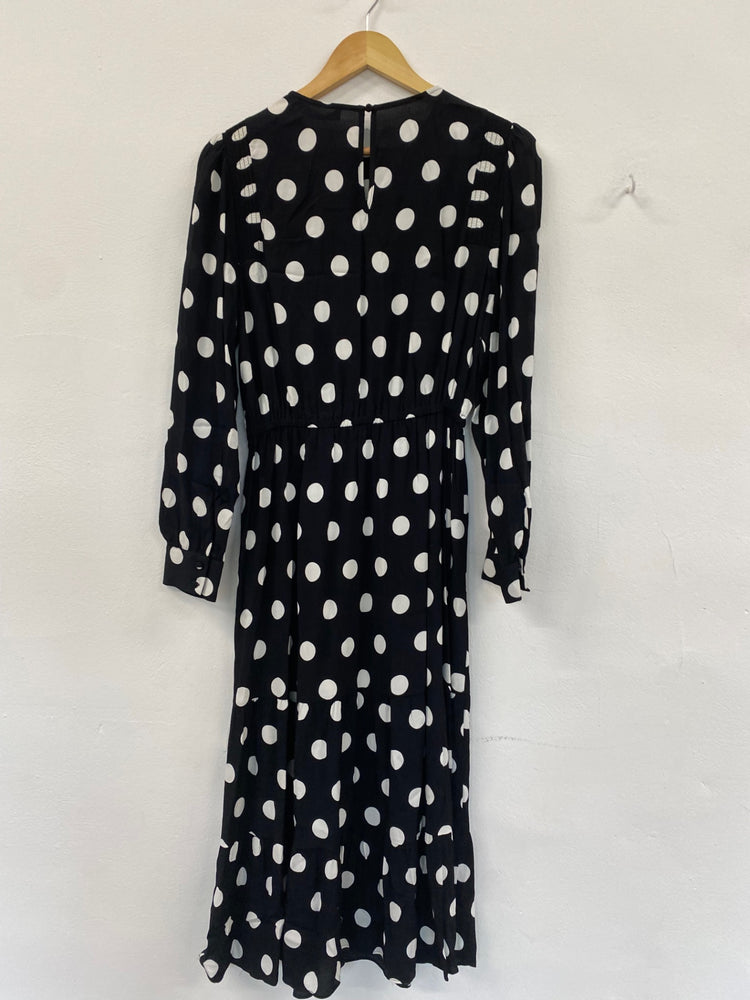 Gorgeous M&S Collection spotted Dress Uk8 Black & White HT149