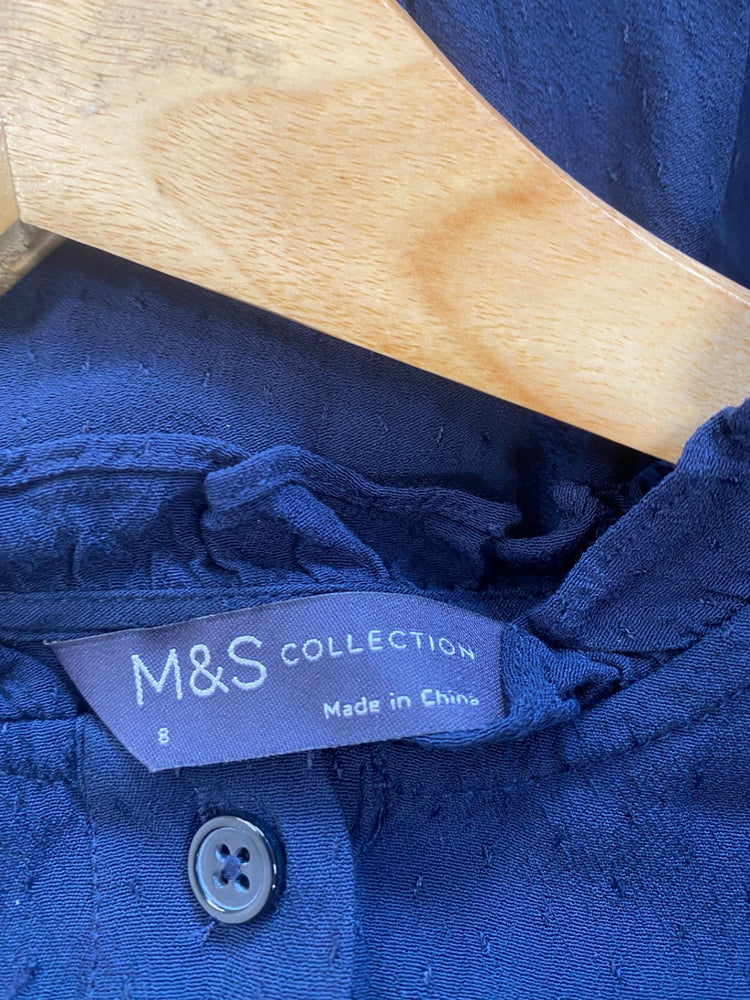 Gorgeous M&S Collection broderie detail Blouse UK8 Navy Blue HT149