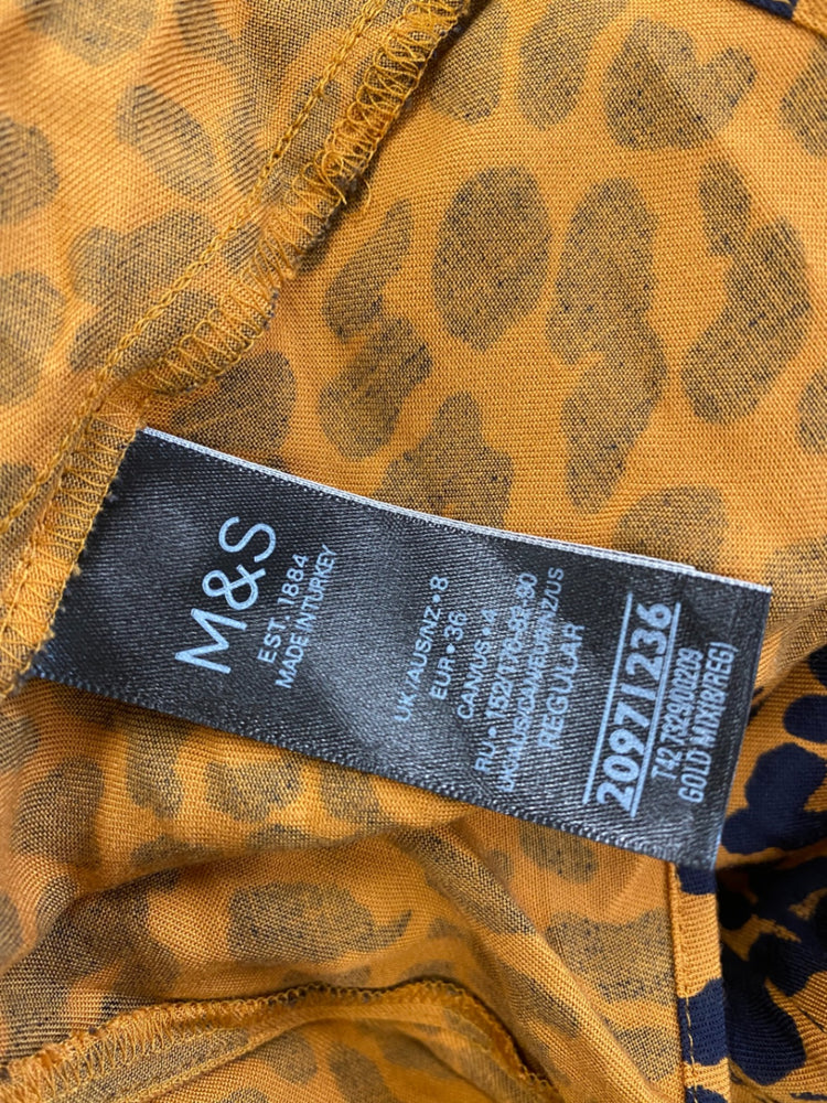 Gorgeous M&S Collection elegant Tea Dress Uk8 Brown animal print HT149