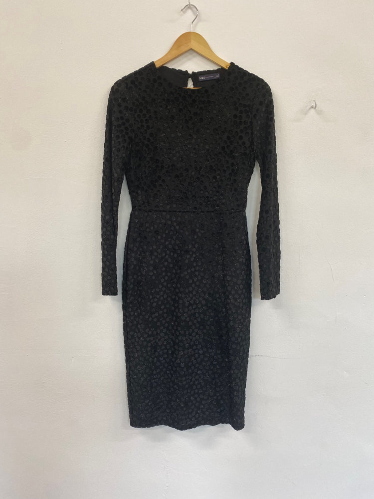 Gorgeous M&S Collection metallic party occasion Dress UK8 Black HT149