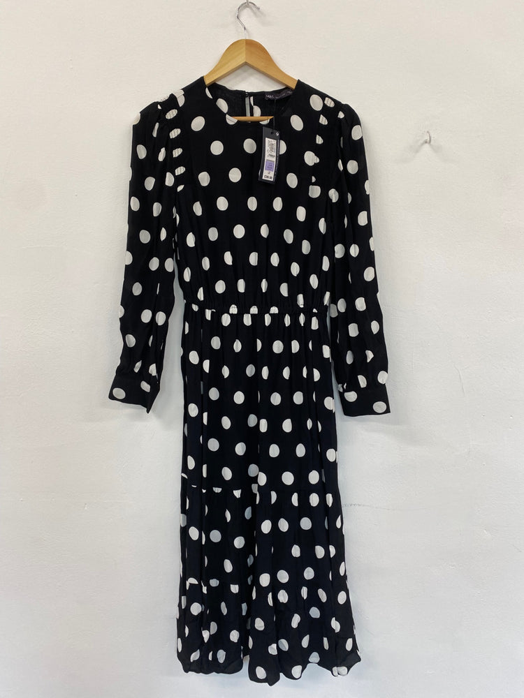 Gorgeous M&S Collection spotted Dress Uk8 Black & White HT149
