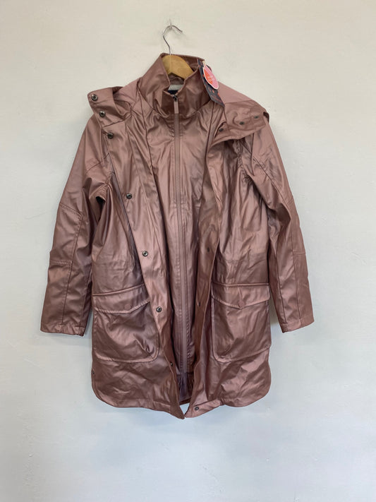 Gorgeous Next metallic Raincoat Rainwear UK10 dusky Pink New HG001