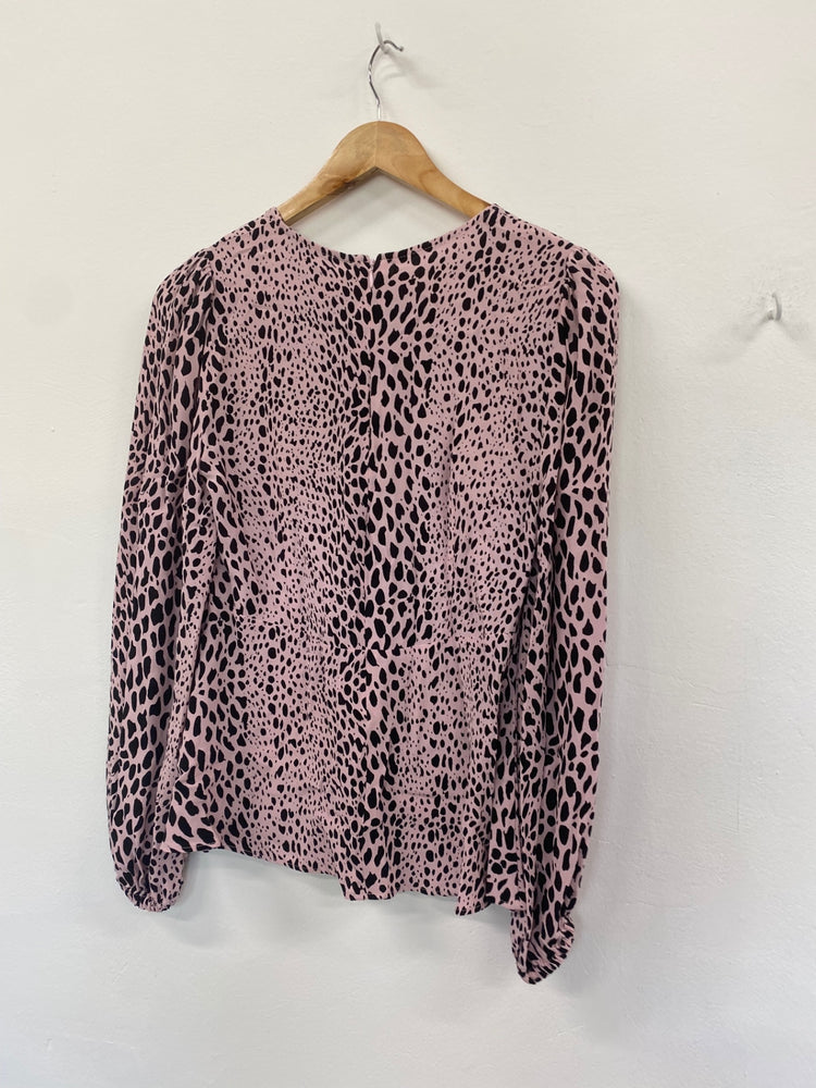 Gorgeous M&S Collection spotted Raaa animal print Blouse Uk8 Pink HT149