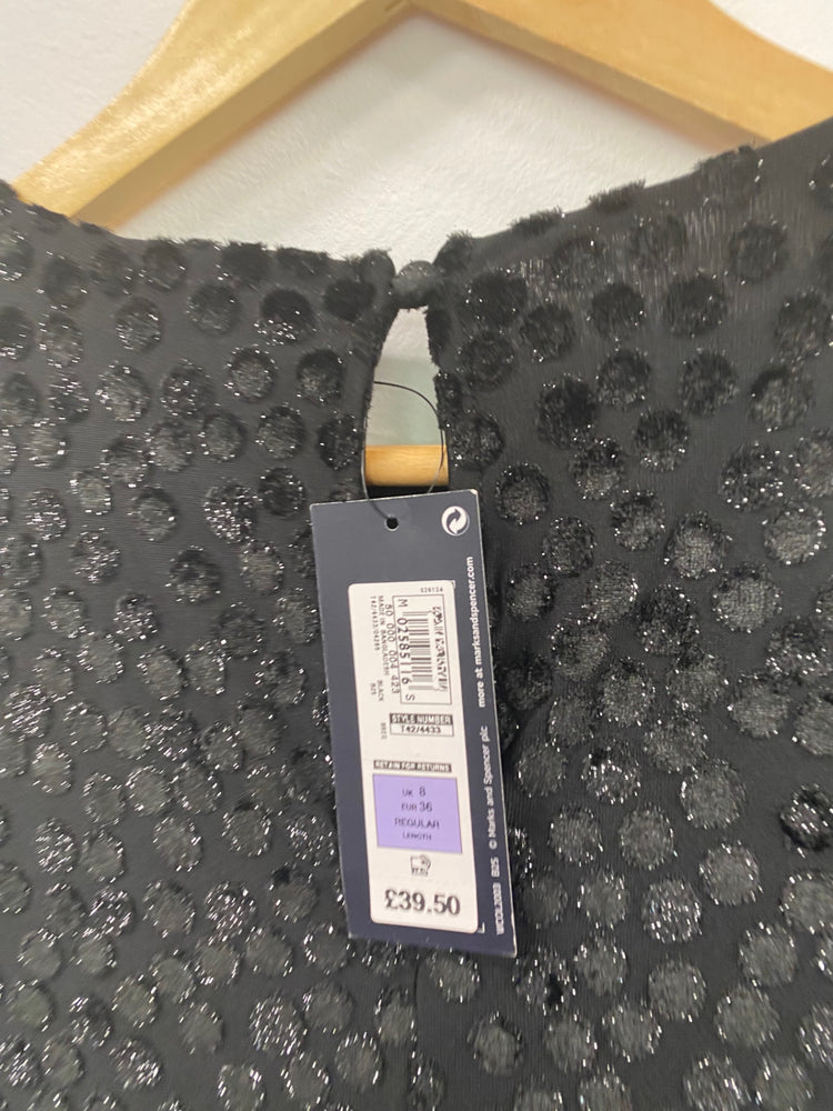 Gorgeous M&S Collection metallic party occasion Dress UK8 Black HT149