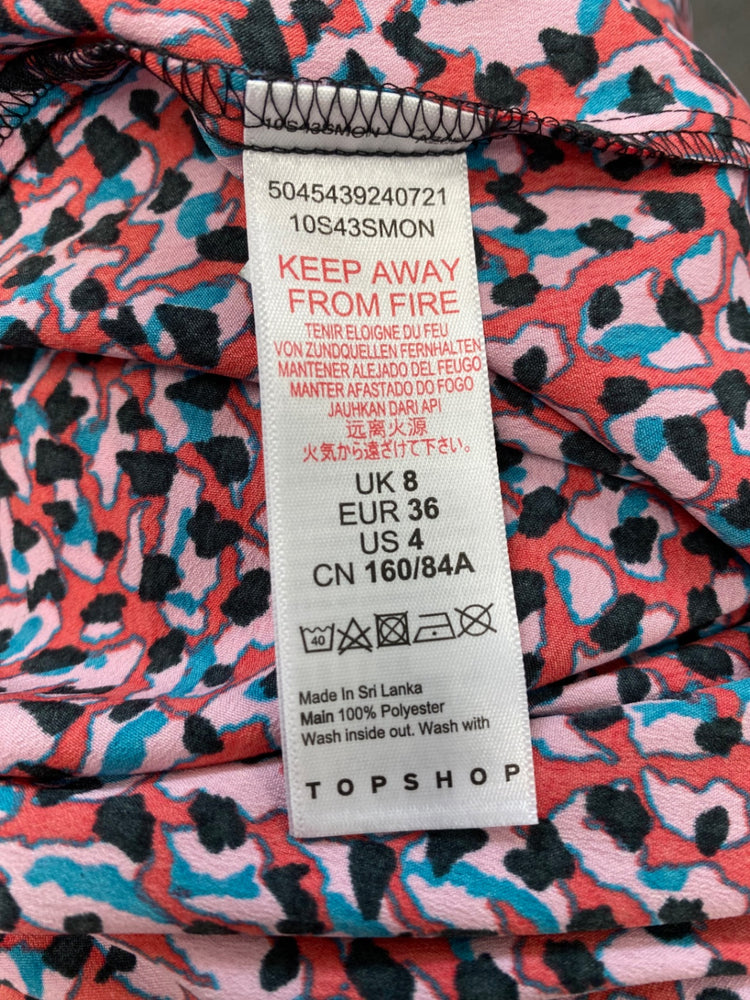 Fabulous Topshop floral ditsy wrap Dress Uk8 Red Double bow JM182