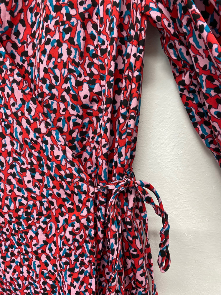 Fabulous Topshop floral ditsy wrap Dress Uk8 Red Double bow JM182