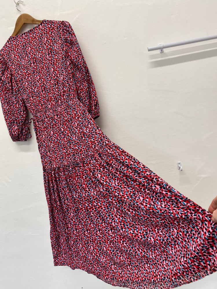 Fabulous Topshop floral ditsy wrap Dress Uk8 Red Double bow JM182