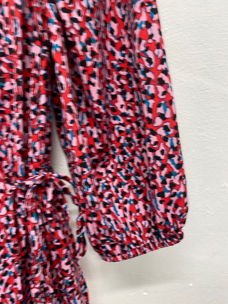 Fabulous Topshop floral ditsy wrap Dress Uk8 Red Double bow JM182