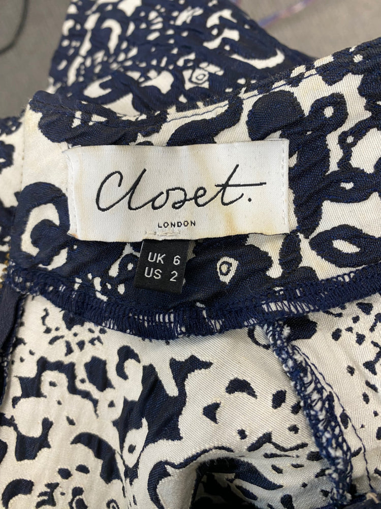 Fabulous Closet London hi Lo occasion Dress UK6 Navy & Ivory Events stunning JM182