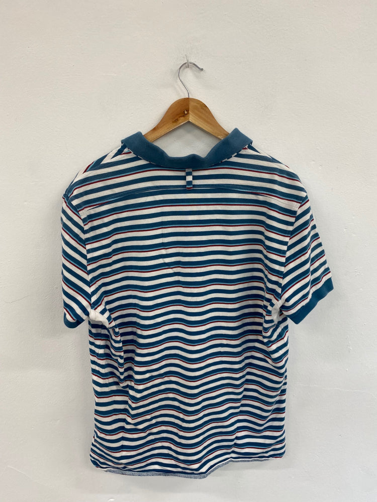 Classic J.Lindeberg Blue Mix Stripe Golf Polo Shirt UK XXL JM182