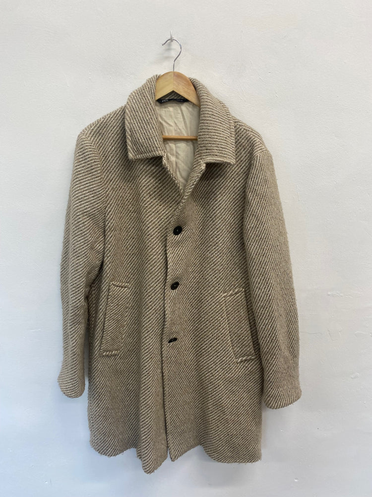 Fabulous Zara Coat UK L Beige Peacoat overcoat KS002
