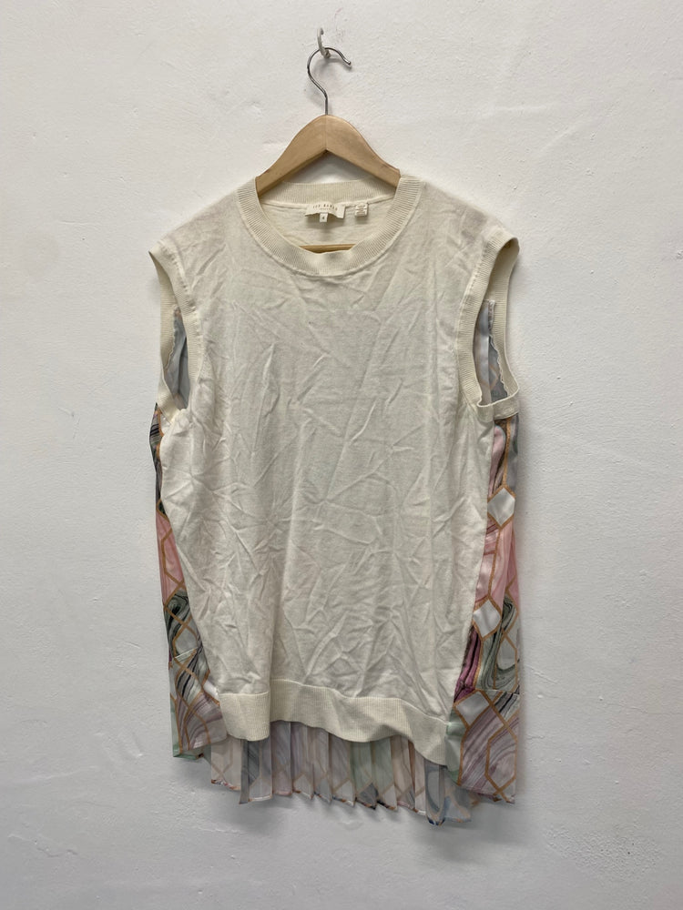 Fabulous Ted Baker Sleeveless pleated back Top Uk14-16 Size 4 Cream BM001