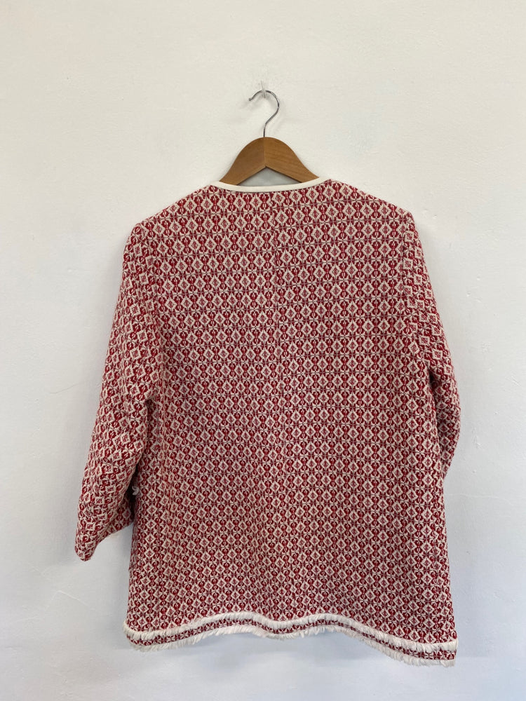 Fabulous Zara Red & Cream Aztec Coat UK L RR001