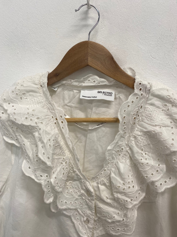 Fabulous Selected Femme Blouse UK10 White frill CM007