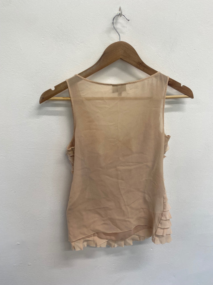 Fabulous Karen Millen Top UK8 Beige frill textured JB006