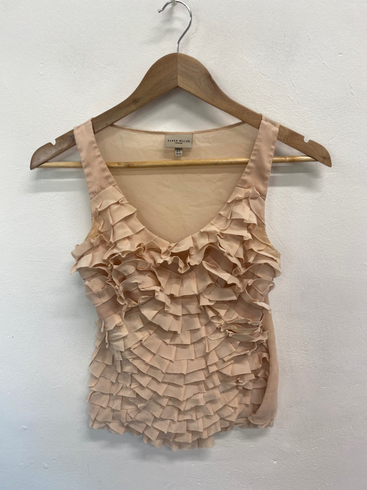 Fabulous Karen Millen Top UK8 Beige frill textured JB006