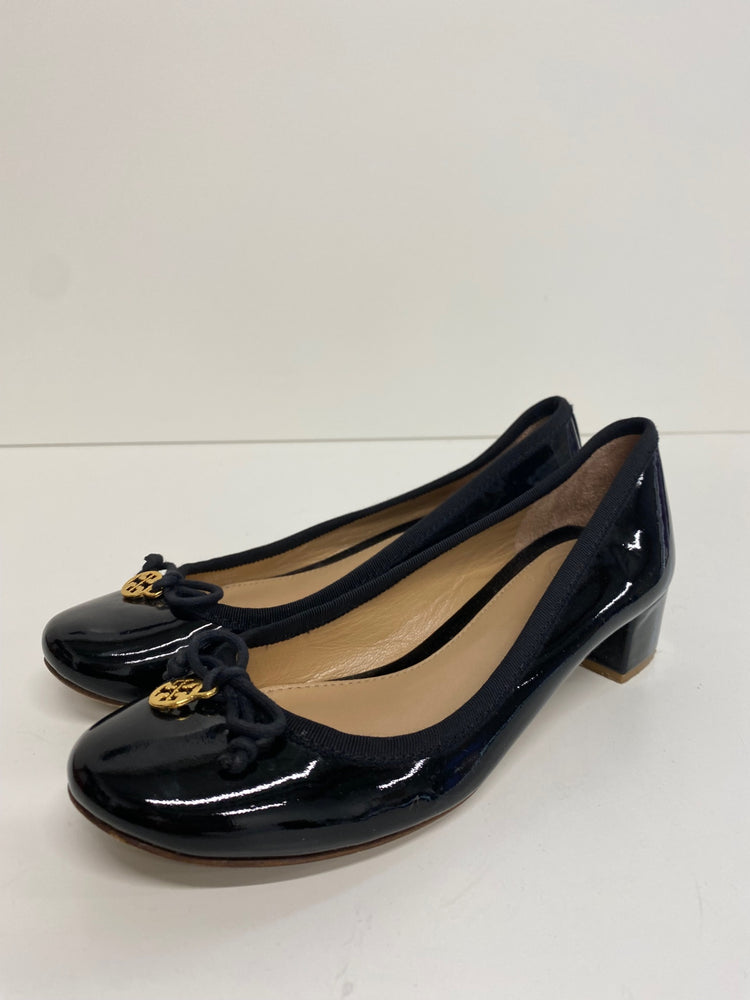 Fabulous Tory Burch patent Bow small heel Pumps UK3 Black RR001