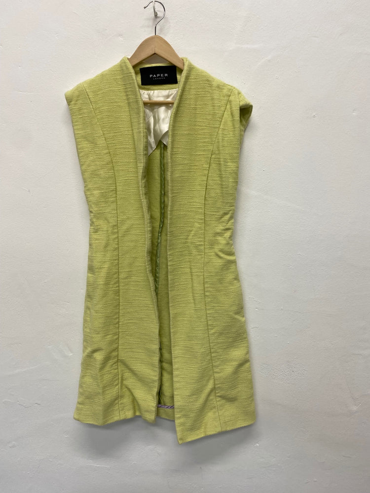 Fabulous PAPER LONDON Longline waistcoat UkS Light Green textured AM013