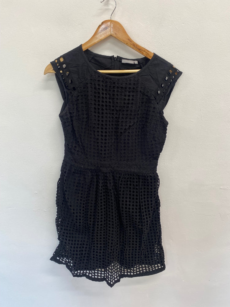 Fabulous Oliver Bonas Dress UK12 Black broderie summer DS002