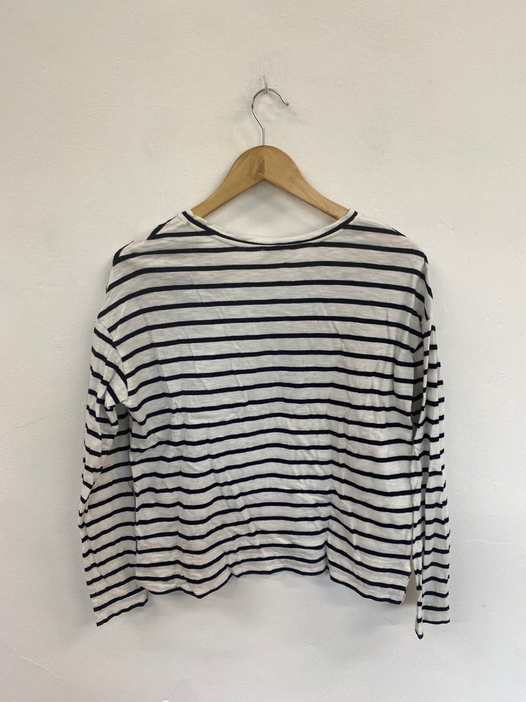 Fabulous Hobbs White & Navy Nautical Stripe Top UK M DC433