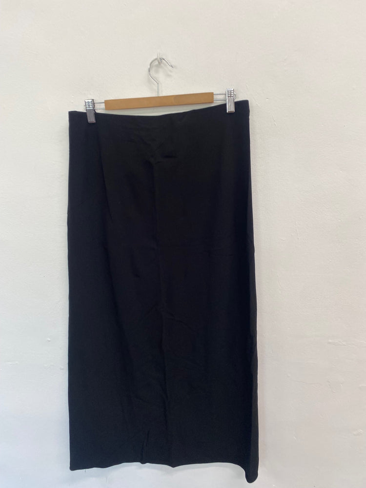 Fabulous DKNY Midi Skirt Uk14 Black split hem y2k DC433