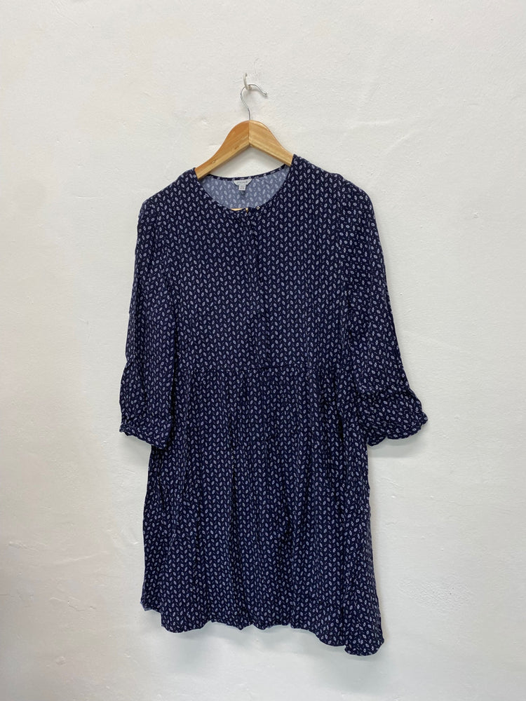 Fabulous Jigsaw Smock swing patterned Dress UK12 Navy Classic DC433