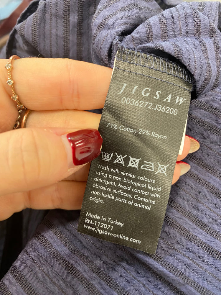 Fabulous Jigsaw Shirt UK12 Blue mesh striped DC433