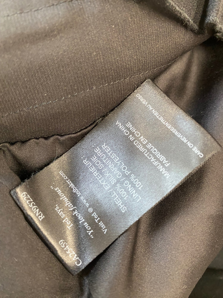 Fabulous Ted Baker 1920’s vibes retro silk Dress UK12 Black Ruffles party SC007