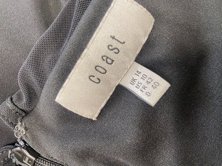 Fabulous Coast Dress Uk14 Black mesh sleeve formal DS432