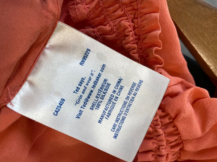 Fabulous Ted Baker gypsy silk Blouse UK10 Coral SC007