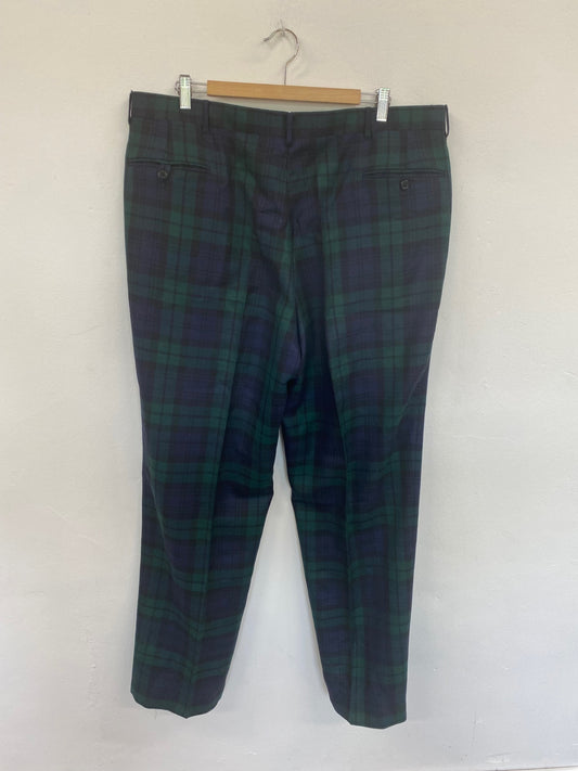 Classic Polo Ralph Lauren Green & Navy Plaid Wool Trousers W42” DC433