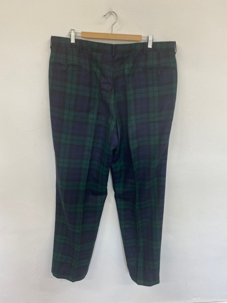Classic Polo Ralph Lauren Green & Navy Plaid Wool Trousers W42” DC433
