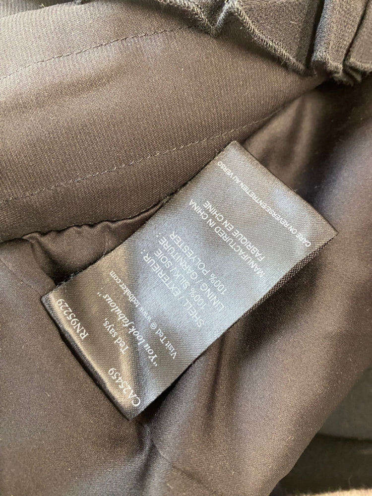 Fabulous Ted Baker 1920’s vibes retro silk Dress UK12 Black Ruffles party SC007