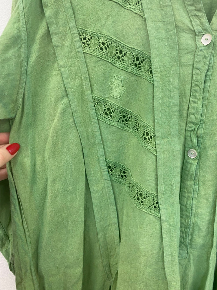 Boho Chic Unbranded Green Broderie Loose Fit Maxi Dress UK16 DC433