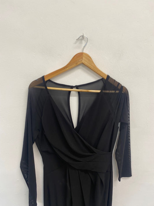 Fabulous Coast Dress Uk14 Black mesh sleeve formal DS432