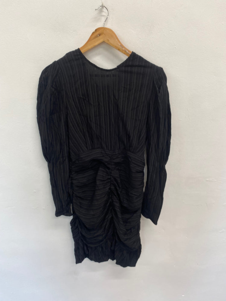 Fabulous River Island Dress UK 12 Black ruched midi open back SC007