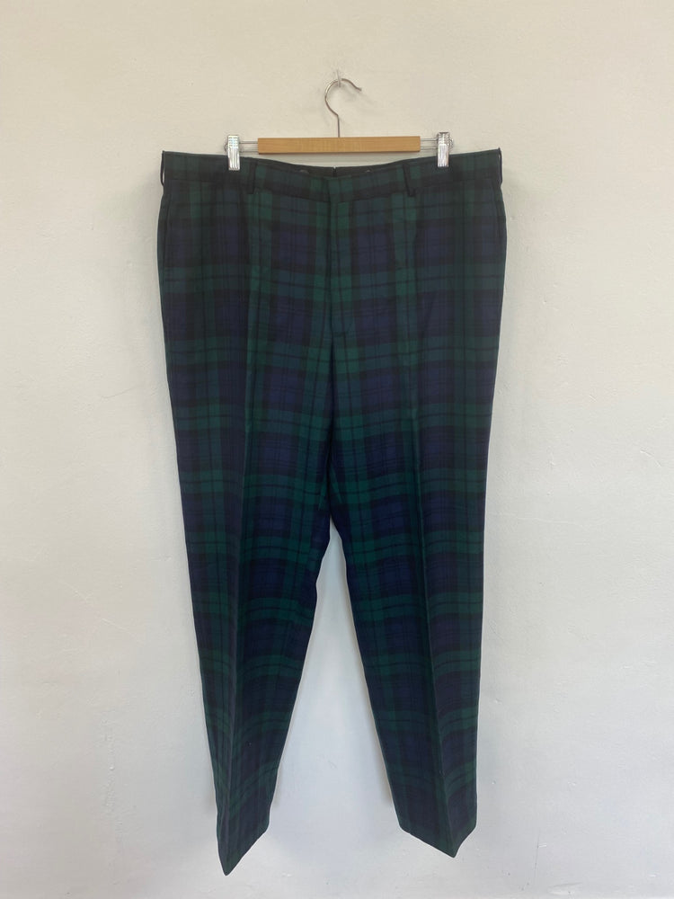 Classic Polo Ralph Lauren Green & Navy Plaid Wool Trousers W42” DC433