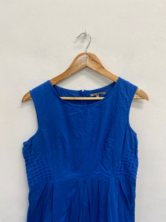 Fabulous Oliver Bonas Dress Uk14 Blue broderie DS002