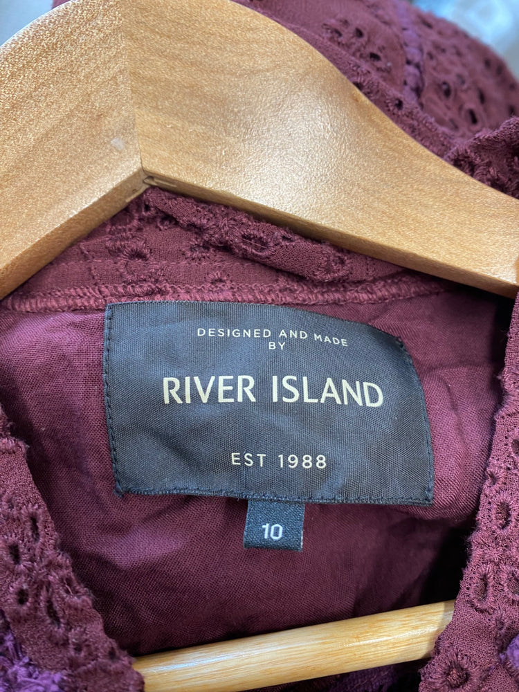 Fabulous River Island Broderie Jacket UK10 Burgundy Boho chic SC007