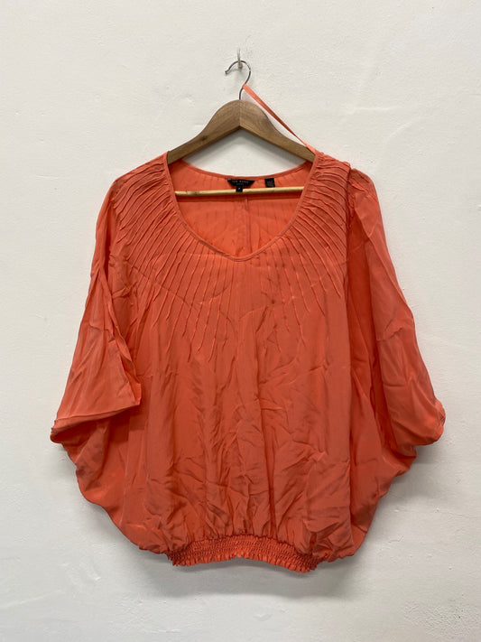 Fabulous Ted Baker gypsy silk Blouse UK10 Coral SC007