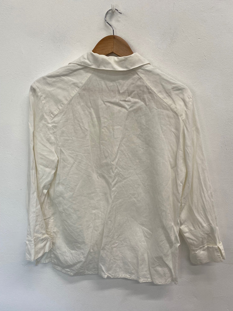 Fabulous JAEGER Shirt UK16 Cream linen holiday vibe DC433