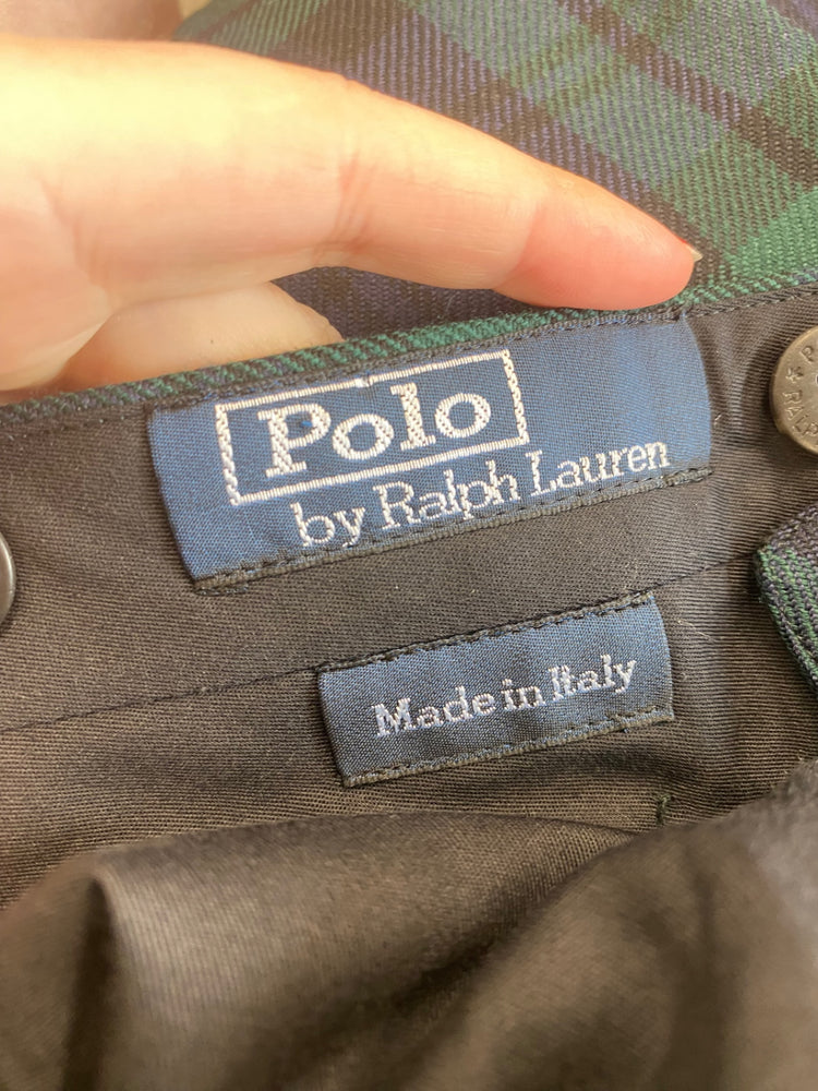 Classic Polo Ralph Lauren Green & Navy Plaid Wool Trousers W42” DC433