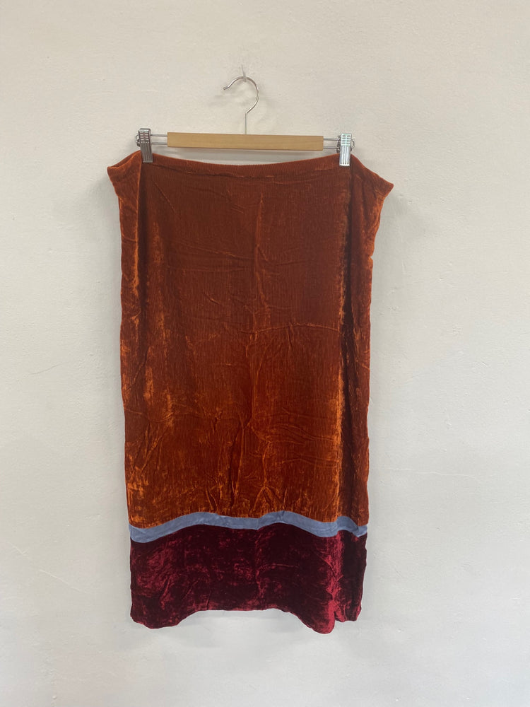 Fabulous Gai Mattiolo Orange Mix Velvet Ribbed Midi Skirt UK16 DC433