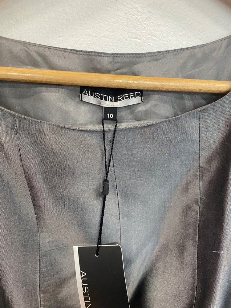 Fabulous Austin Reed Silk Silver Midi Dress UK10 AF001