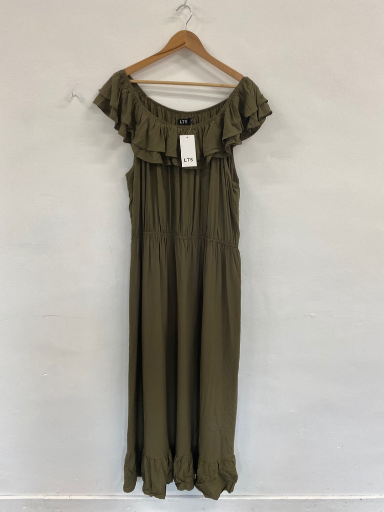 Boho Chic LTS Olive Green Bardot Maxi Dress UK26-28 SB001