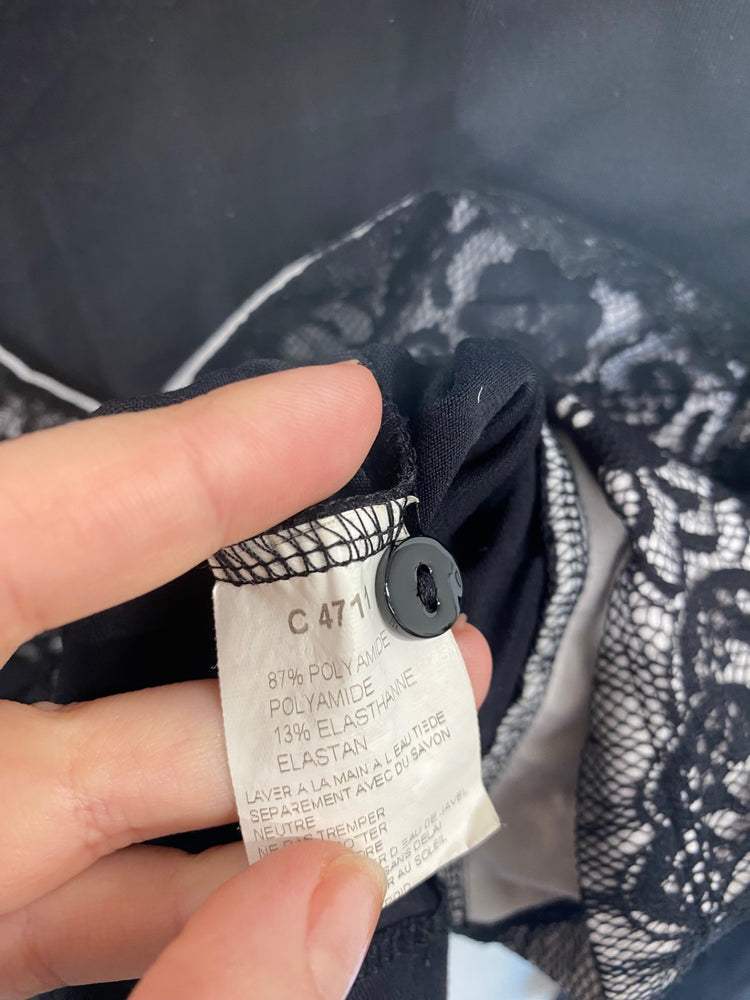 Fabulous Blanc Nature Black Lace Panel Blouse UK16 NR001